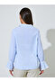Blue Striped Regular Fit Shirt with Lace Trims Long Cuffed Sleeves - 5