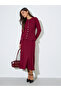 Burgundy Ribbed A-Line Midi Skirt - 2