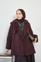 Women's Alerli Leather Belted Lined Short Trench Coat Plum - 4