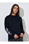 Black Embroidered Regular Fit Sweatshirt - 3