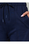 Navy Blue Solid Pintuck Details Wide Leg Joggers - 3