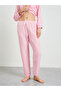 Pink Striped Polyester Pajama Set with Long Sleeves - 4
