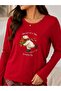 Women's Long Sleeve Crew Neck Gift Giving Polar Bear Pattern 100% Cotton Luxury Pajama Set - 4