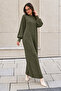 Stone Embroidered Knitwear Dress K3071 Khaki - 2