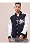 Varsity Jacket: Black and White Embroidered Button-Up - 4