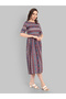 Multi-Color A-Line Maxi Dress with Short Sleeves with All-Over Print - 3