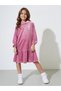 Girls Pink Embroidered Ruffle Details Hooded Midi Dress