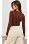 Women's 2-Piece Black Bitter Brown Crew Neck Bodysuit - 6