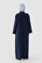 Striped Textured Tensel Abaya Navy Blue - 8
