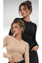 Women's 2-Piece Black Cream Crew Neck Bodysuit