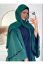 عباءة خضراء زمردية سادة اللون - 2