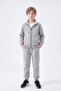 Boy's 3 Thread Plain Basic Zippered Stand Collar Double Pocket Tracksuit Set - 5