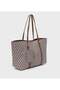 Geometric Print Shopper Tote Bag with Detachable Pouch - Brown - 3