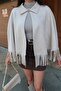 Women's Suede Fabric Tasseled Cape Poncho - 7