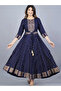 Blue Rayon Gown - FFT2148 | Blue-Size:3XL-46-Inches
