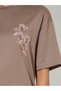 Brown Embroidered Short Sleeves Oversized T-Shirt - 4