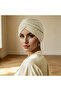 Beige Pleated Head Wrap Turban