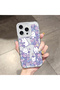 iPhone 16 Pro Compatible Transparent Silicone Case with Purple Flowers and Cute Baby Rabbit Pattern, Camera Protected, Anti-Shock - 2