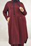 68097 Plus Size Double Cord Detailed Modal Tunic - Burgundy - 2