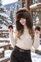 Women's Plush Winter Hat with Earmuffs and Pompom, Fur-Looking Russian Hat, Trendy Hat