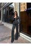 Women's Waist Tie Detailed Zippered Top and Bottom Set - 3