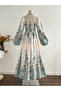 Paisley Print Long Sleeve A-Line Maxi Dress - 2