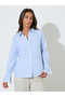 Blue Striped Regular Fit Shirt with Lace Trims Long Cuffed Sleeves - 3