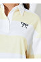 Multi-Color Striped Bow Embroidered Long Sleeves Polo T-Shirt - 4
