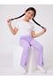 Teen Girls Lilac Solid High-Rise Leggings with Front Slit - 2