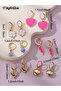 Set of 6 - Flower Heart Earrings - 4