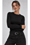 Women's 2-Piece Black Bitter Brown Crew Neck Bodysuit - 2