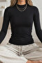 Women's Fit High-Neck Viscose-Based Black Blouse - 6