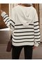 Sçlk Women's Striped Hooded Button Detailed Loose Knit Sweater - 2