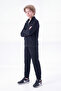 Boy's 3 Thread Plain Basic Zippered Stand Collar Double Pocket 2-Piece Tracksuit Set 4 Pieces - 4