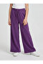 Teen Girls Purple Solid Wide Leg Joggers