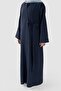 Striped Textured Tensel Abaya Navy Blue - 4