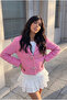 Women's New Season, Pink, Pocketed, Bow Stone Detailed, Lined Jacket