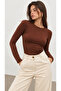 Women's 2-Piece Black Bitter Brown Crew Neck Bodysuit - 4