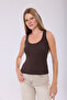 Women's Terry Fabric U-Neck Strappy Basic T-Shirt - 7