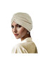 Beige Pleated Head Wrap Turban - 2