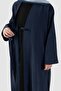 Striped Textured Tensel Abaya Navy Blue - 7