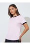 Pink Solid Contrast Trims Short Sleeves Regular Fit T-Shirt - 3