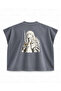 Berserk Griffith White Hawk Portrait Printed Boxy Oversize Sleeveless T-Shirt - Anthracite - 2
