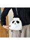 Fluffy Plush Panda Makeup Bag with Drawstring & Adjustable Shoulder Strap, Small Portable Cosmetic P - 2
