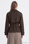 Short Brown Trench Coat with Shoulder Epaulettes 14265 - 5