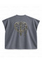 Iron Heart Printed Gothic Boxy Oversize Sleeveless T-Shirt - Anthracite - 2