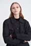 Belted Patterned Long Black Jacket 0206 - 3