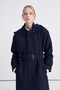 Hooded Belted Navy Blue Giy Çık 13528 - 2