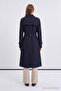 Double-Breasted Collar, Epaulettes, Belted Navy Blue Trench Coat 12528 - 7
