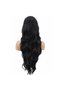 Wavy long bangs fiber synthetic wig - black - 5